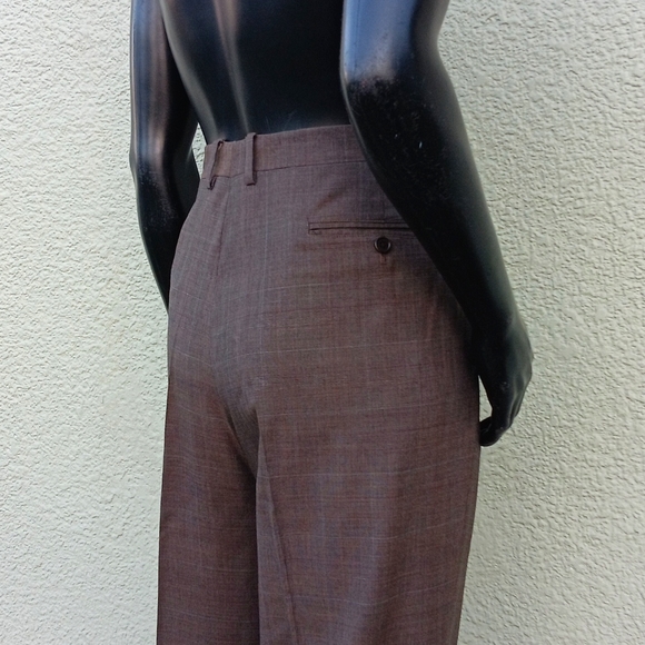 BROOKS BROTHER'S MEN'S WINDOW PANE PURE ITALIAN WOOL PLEATED TROUSERS (ITALY) - Picture 17 of 17